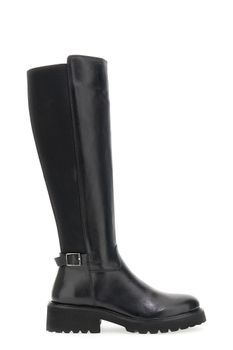 botas de piel con elástico y cremallera. black 39