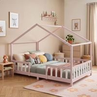 cama para ninos treviolo forma de casa pino 140x200 cm rosa  blanco encasa