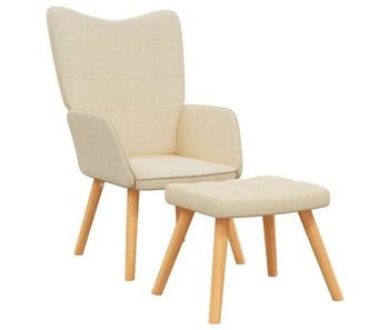 Vidaxl sillón de relax con reposapiés de tela color crema