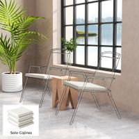 outsunny juego de cojines para sillas de comedor 46x42x7 cm 6 piezas cojines para sillas de jardin con funda lavable y lazos impermeable y anti-uv crema