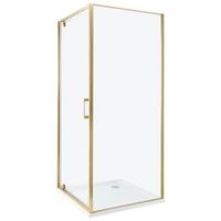cabina de ducha cuadrada de vidrio templado una puerta dorado 80 x 80 x 185 cm darli