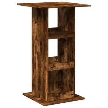 Mesa Alta Bar | Mesa De Bistró Con Almacenaje Madera Roble Ahumado 60x60x102 Cm