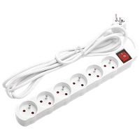 aigostar regleta alargador de 6 tomas con interruptor y proteccion infantil 3 m blanco max 3680w 16a 250v