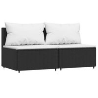 sofas centrales jardin con cojines 2 uds ratan sintetico negro vidaxl