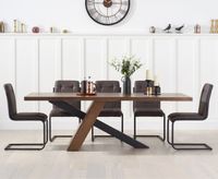 chateau 180cm black leg industrial dining table with alexa dining chairs - brown 6 chairs