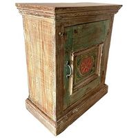 mesita de madera acabado artesanal marron 53x27x69h cm