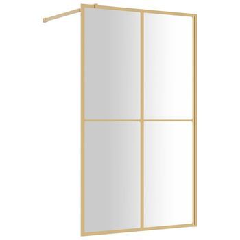 Mampara Puerta Ducha Vidrio Transparente Esg Dorado 118x195 Cm Vidaxl