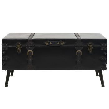 Mesa De Centro 102x51x48 Cm Cuero Sintético Y Acero - Negro