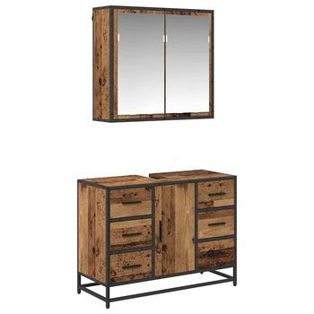 Juego De Muebles De Baño 2 Uds. Madera Envejecida Vidaxl