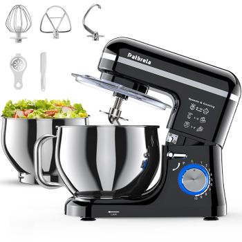 Batidora de Pedestal Patbrela, Batidora de Alimentos de 5L, Batidora de Repostería y Amasadora Planetaria con Tazón de Acero Inoxidable, 10 Velocidades, Gancho Amasador, Batidor y Varillas para Masa