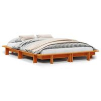 estructura de cama sin colchon madera maciza marron 120x190 cm