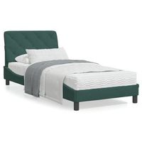 cama individual  cama para adultos  estructura cama con cabecero terciopelo verde oscuro 80x200 cm cfw46936