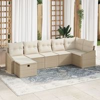 juego de sofa de jardin de 7 piezas con cojines beige poli ratan v7511 unico  beige