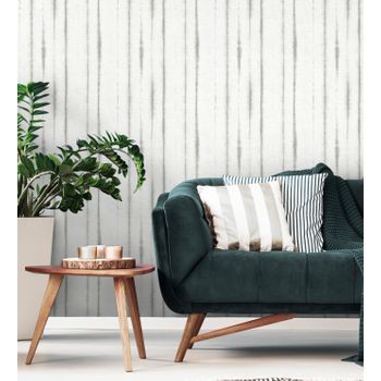 Papel Pintado Vinílico Ecológico De Rayas Modernas Grises - Soho House 680817 De Gaulan - Rollo De 10 M X 0,53 M