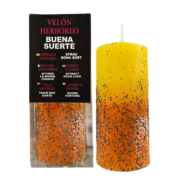 KARMA - Velón Herbóreo de Buena Suerte | Vela Especial con Hierbas Potenciadoras para Atraer la Buena Suerte - Amor, Dinero, Salud, Trabajo, Juego