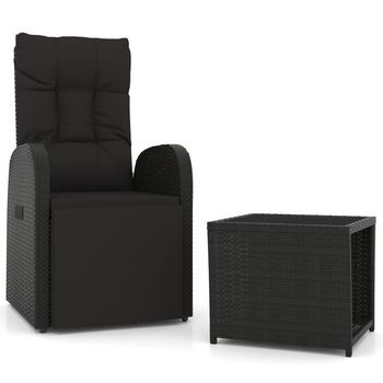Juego De Muebles Jardín 2 Uds | Mesa Y Sillas Ratán Sintético Y Acero Negro