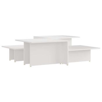 2 Uds Mesas De Centro - Mesas De Café Madera Contrachapada Blanco 111,5x50x33cm