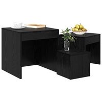 3 piezas mesa de cafe roble negro madera de ingenieria