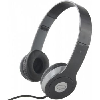 Auriculares Esperanza EH145K con cable, control en línea, uso para música, plegables, negros