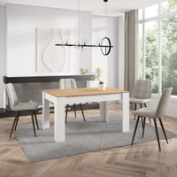 mesa comedor efecto madera roble y blanco 140x90x76cm