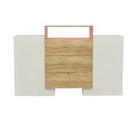 aparador bajo con led - 2 puertas 3 cajones - natural y blanco
