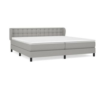 Cama box spring con colchón tela gris claro 200x200 cm botones