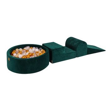 Meowbaby Parque Infantil De Espuma Con Piscina De Bolas, Verde Oscuro : Dorado/beige/blanco/transparente, 200 Pcs