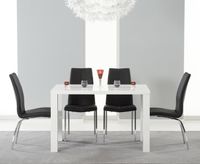 atlanta 120cm white high gloss dining table with cavello chairs