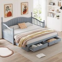 cama nido 90180 x 190 cm con 2 cajones y respaldo sofa cama - pino  contrachapado  mdf - somier de laminas - gris sin colchon