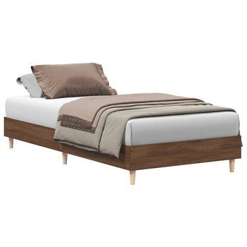 Cama Individual | Cama Para Adultos | Estructura De Cama Sin Colchón Madera Marrón Roble 90x190 Cm