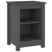 mesita de noche  mesa auxiliar  mesilla madera maciza de pino gris 40x35x55 cm