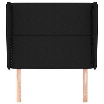 Cabecero Cama Mueble De Dormitorio Con Orejas De Tela 103 X 23 X 118/128 Cm Negro M02_0003579