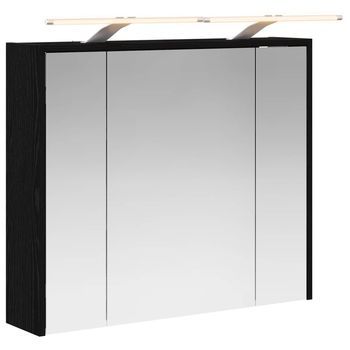 Armario Con Espejo De Baño | Mueble De Baño Roble Negro 73,5 X 16 X 62,5 Cm