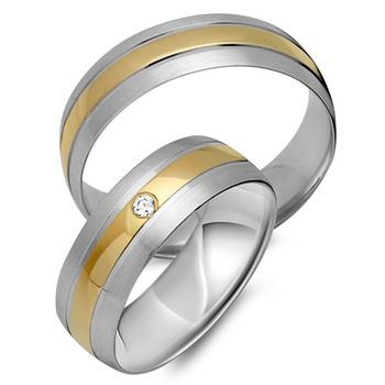 Alianzas 14 quilates oro amarillo-blanco con diamante