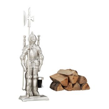 Chimenea Caballero De Hierro Fundido De Cuatro Piezas Plateado