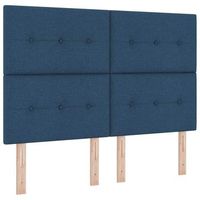 cama box spring led con cabecera azul 160 x 200 cm tela vidaxl