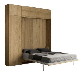 Cama Abatible 160 Vertical Kentaro Con Modulos Roble Natural
