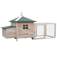 pawhut gallinero de madera refugio jaula para gallinas pollos exterior con caja nido bandeja extraible y espacio 196x76x97cm natural   aosom espana