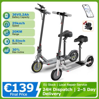 Patinete Eléctrico ATSANT JS01 para Adultos, Batería de 36V 5.2Ah, 25KM de Autonomía, Caja de Almacenamiento Grande, Frenos Dobles, Control por Aplicación, Neumáticos de 8.5 Pulgadas, 25 °   Patinete