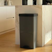 cubo de basura de cocina de reciclaje gris  70l