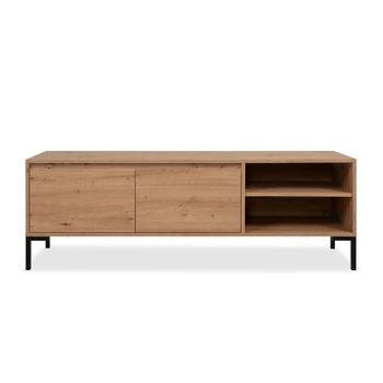 Mueble de tv con 2 abatibles y 2 nichos de efecto madera - l150 cm