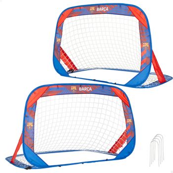 COLORBABY - Set 2 porterías pop-up fútbol, licencia oficial FC Barcelona, tamaño 120x80x80 cm, incluye bolsa de transporte, estructura plegable, diseño oficial, para jardín o parque, desde 3 años