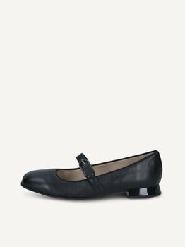 CAPRICE Ballerina, black, made of Leather with Trapeze heel, Size 38