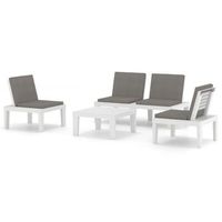 set de muebles de jardin 4 piezas con cojines plastico blanco vidaxl