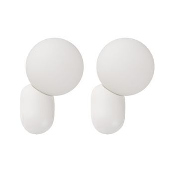 Conjunto De 2 Lámparas De Pared Con Forma De Globo Vidrio Opalino Y Base Blanca Helme