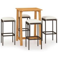 set de bar para jardin 5 piezas y cojines ratan sintetico marron vidaxl