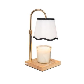 Lámpara para velas con temporizador poliester beige