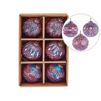 conjunto de 6 bolas de navidad de cristal hechas a mano adornos para colgar del arbol rosa astral