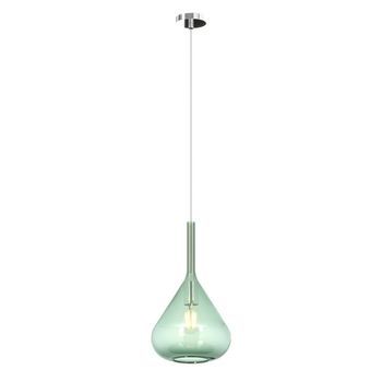 Lámpara Colgante Moderna Kona De 1 Luz En Cristal Verde - Casquillo E27 - Regulable Hasta 250 Cm D.20