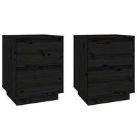 mesitas de noche 2 uds madera maciza de pino negro 40x35x50 cm vidaxl